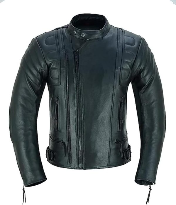 Men’s Motorcycle Leather Jacket – CE Armored, High Protection