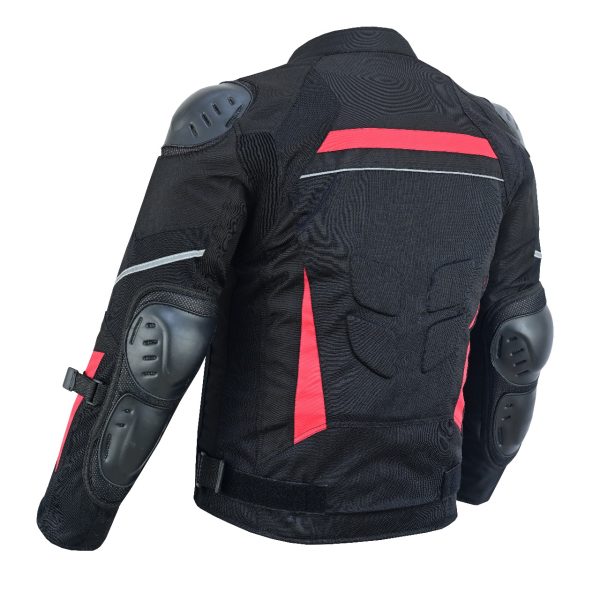 INTAN Men’s Armoured Motorcycle Jacket – Waterproof RED - Image 3