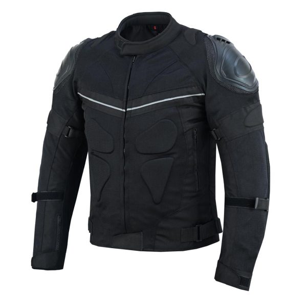 INTAN Men’s Armoured Motorcycle Jacket – Waterproof BLACK - Image 2