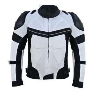 INTAN Men’s Armoured Motorcycle Jacket – Waterproof WHITE